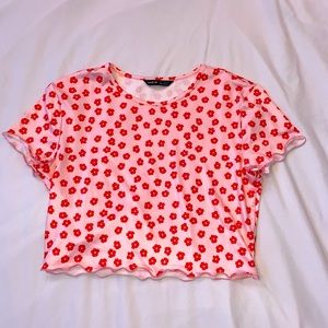 Pink and red floral SHEIN crop top